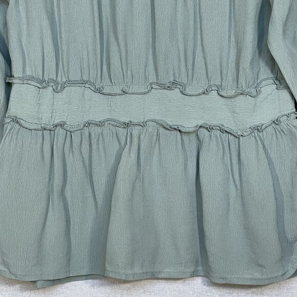 Soft Surroundings Blouse Top Women Size XSP Green 3/4 Sleeve Style# 38823 - Picture 12 of 13